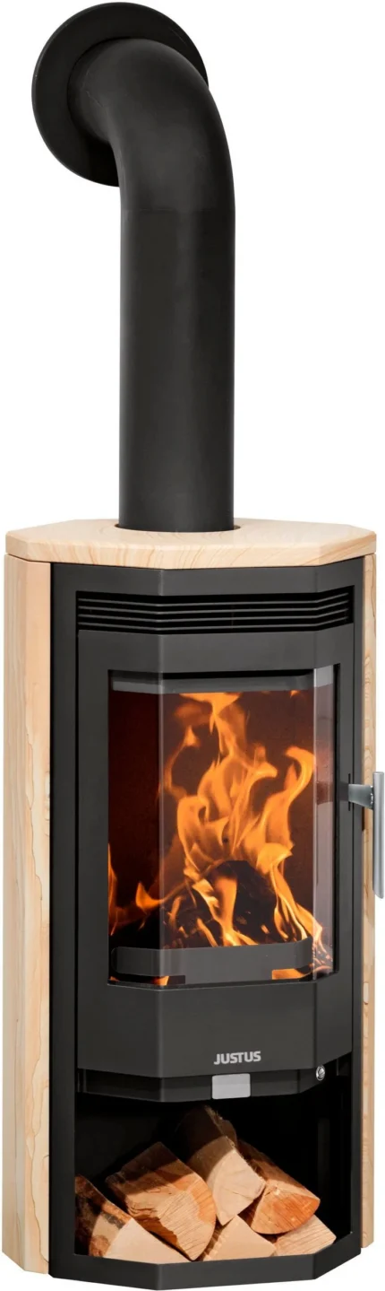 Kaminofen JUSTUS Usedom 5D Sandstein – 5,0 kW Dauerbrandofen mit Automatik & Gusstür