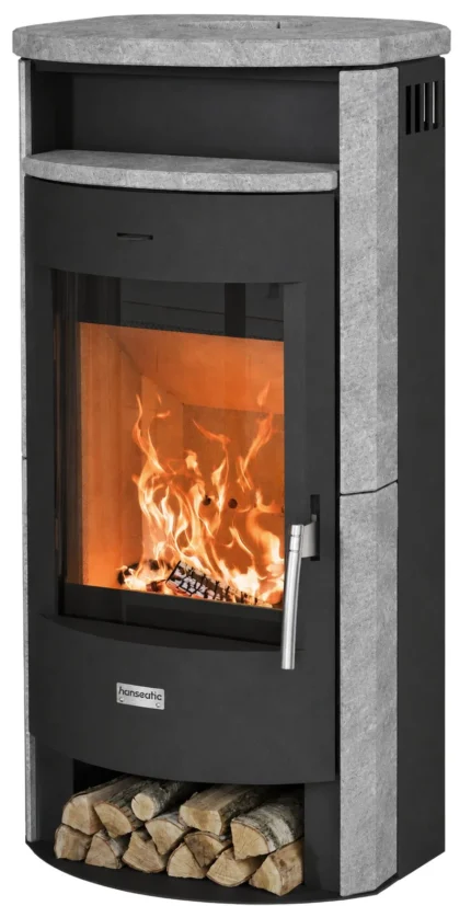 Kaminofen MAIA Speckstein – 6,2 kW Natursteinverkleidung Schwarz/Grau