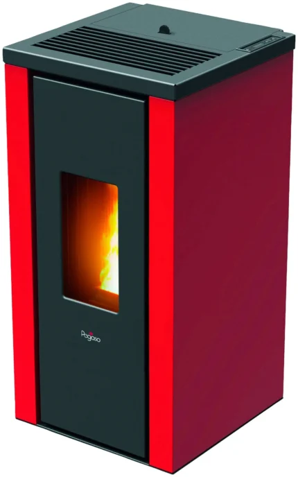 Pelletofen Pegaso VERA – 7 kW Programmierbar Bordeauxrot/Schwarz A+